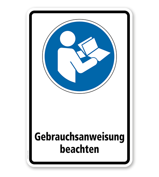 Gebotsschild Gebrauchsanweisung beachten nach DIN EN ISO 7010