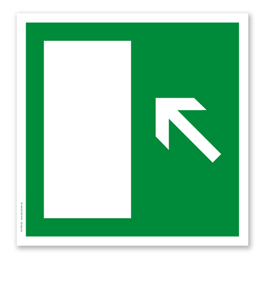 Rettungszeichen Notausgang diagonal hoch (alte Norm)