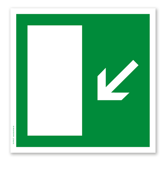 Rettungszeichen Notausgang diagonal runter (alte Norm)