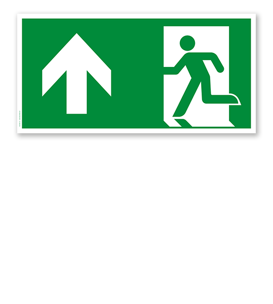 Fluchtwegschild Rettungsweg geradeaus / links oben nach DIN EN ISO 7010 - E 001-5