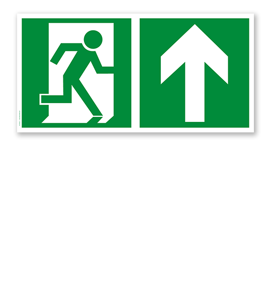 Fluchtwegschild Rettungsweg rechts oben (alte Norm)