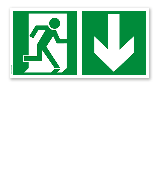 Fluchtwegschild Rettungsweg rechts unten (alte Norm)