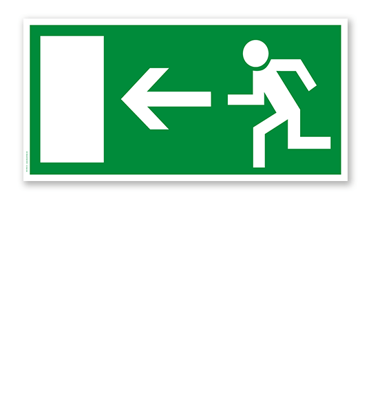 Fluchtwegschild Rettungsweg / Notausgang links (alte Norm)