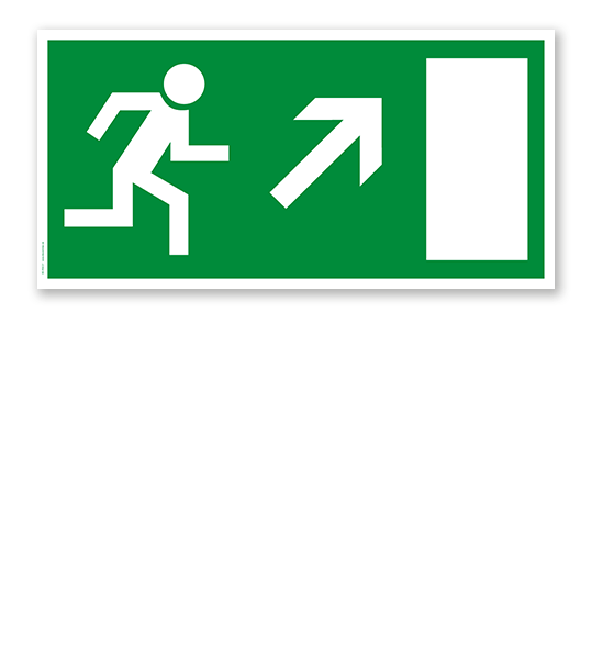 Fluchtwegschild Rettungsweg / Notausgang hoch rechts (alte Norm)