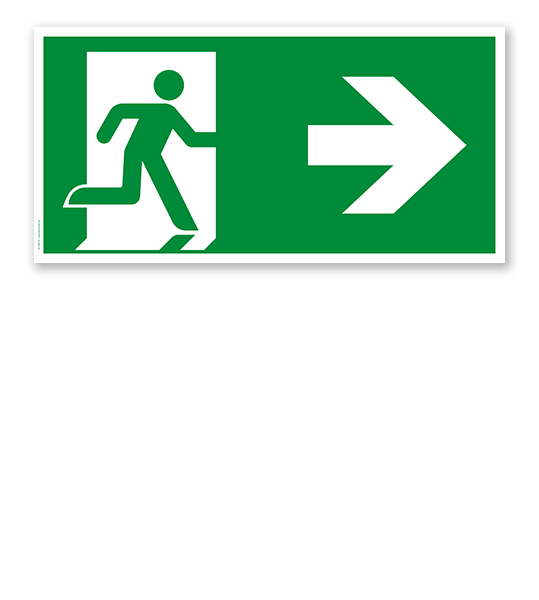 Fluchtwegschild Rettungsweg rechts nach DIN EN ISO 7010 - E 002-1