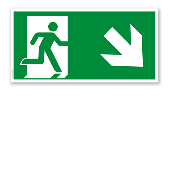 Fluchtwegschild Rettungsweg rechts abwärts nach DIN EN ISO 7010 - E 002-2