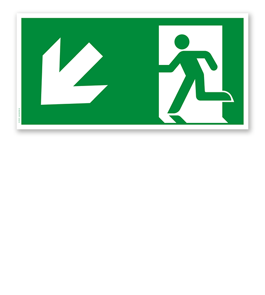 Fluchtwegschild Rettungsweg links abwärts nach DIN EN ISO 7010 - E 001-2