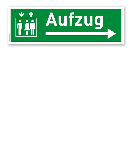 Fluchtwegschild / Rettungsschild Aufzug rechts