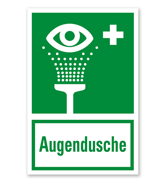 Rettungszeichen Augendusche mit Textzusatz nach alter ASR A 1.3 
