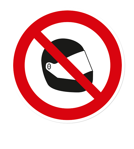 Verbotszeichen Motorradhelm tragen verboten