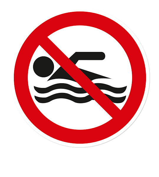 Verbotszeichen Schwimmen verboten nach DIN ISO 20712 - WSP002
