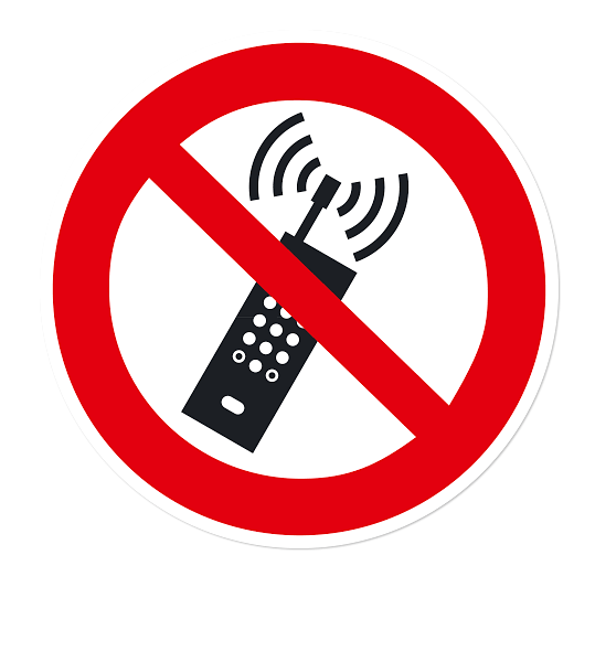 Verbotszeichen Eingeschaltete Mobiltelefone verboten nach DIN EN ISO 7010 - P 013