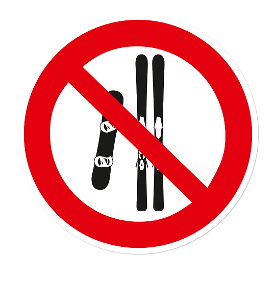 Verbotszeichen Ski und Snowboards abstellen verboten