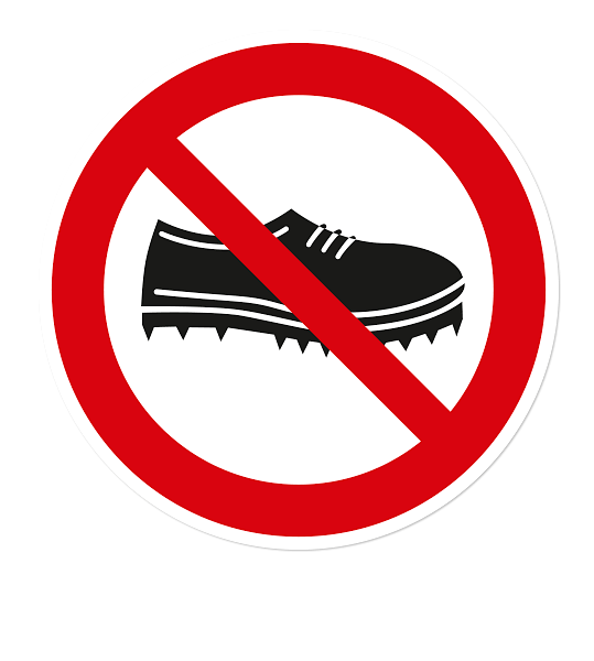 Verbotszeichen Schuhe mit Spikes verboten