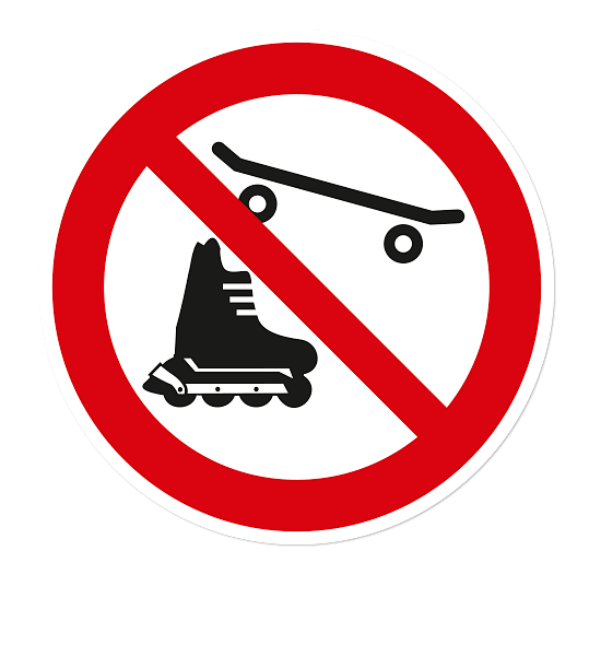 Verbotszeichen Inlineskating und Skateboarding verboten