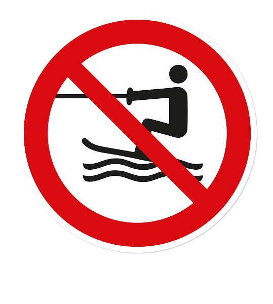 Verbotszeichen Wasserski-Aktivitäten verboten nach DIN ISO 20712 - WSP011
