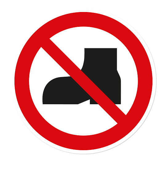Verbotszeichen Tragen von Straßenschuhen verboten nach DIN ISO 20712 - WSP013