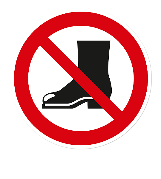 Verbots-Aufkleber Schuhe verboten I rund Ø 10 cm I Betreten der Fläche mit Schuhen Nicht gestattet I Straßen-Schuh-Verbot I hin_124 