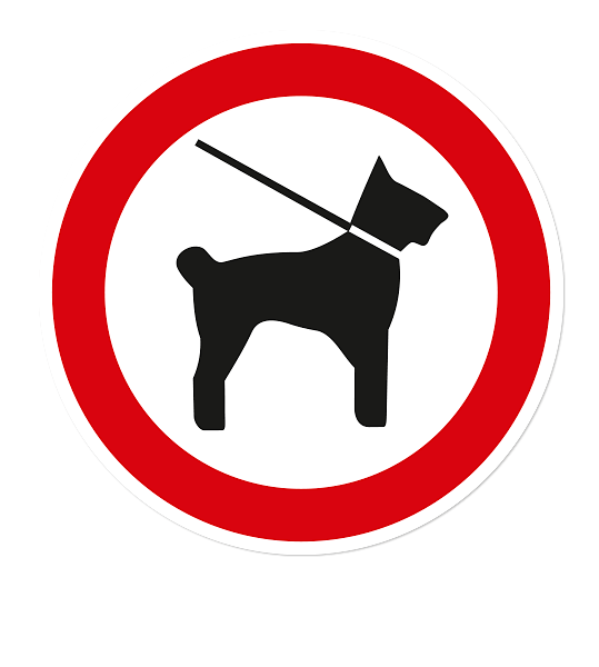 Verbotszeichen Hunde dürfen nur an der kurzen Leine mitgeführt werden