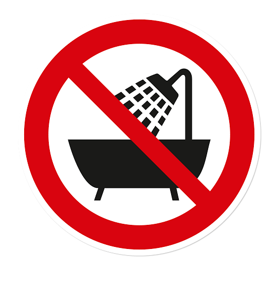 Verbotszeichen Verbot, dieses Gerät in der Badewanne zu benutzen nach DIN 4844-2
