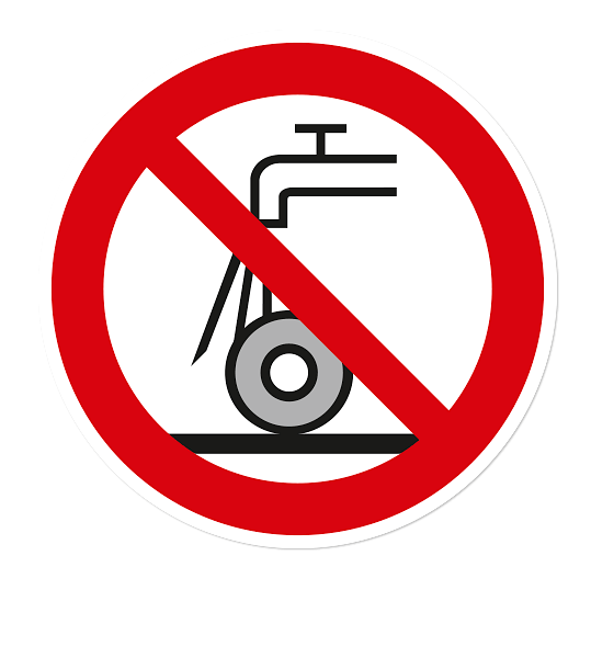 Verbotszeichen Nicht zulässig für Nassschleifen nach DIN EN ISO 7010 - P 033