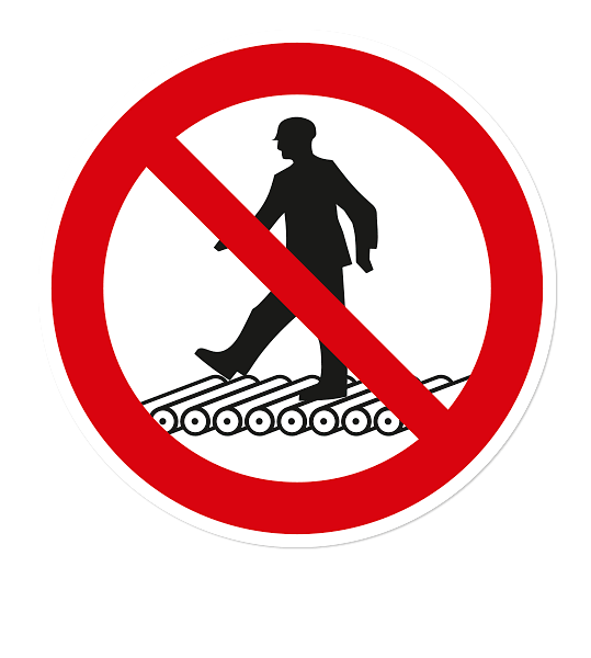 Verbotszeichen Nicht auf Rollenbahn treten