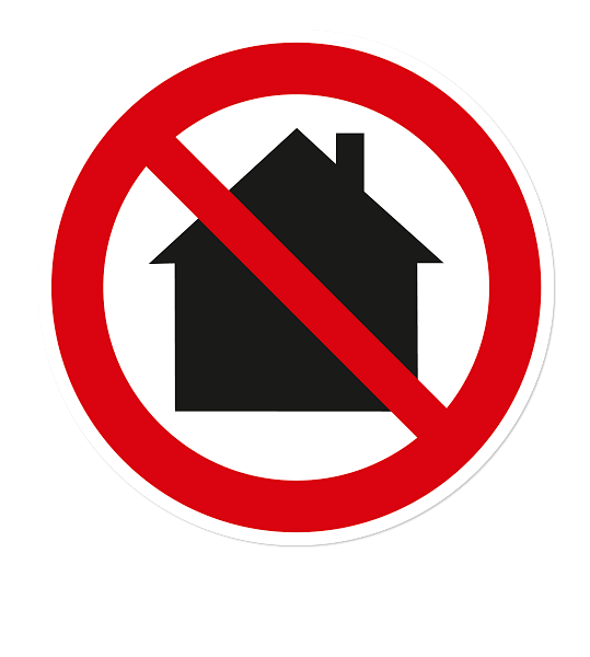 Verbotszeichen Nicht in Wohngebieten verwenden