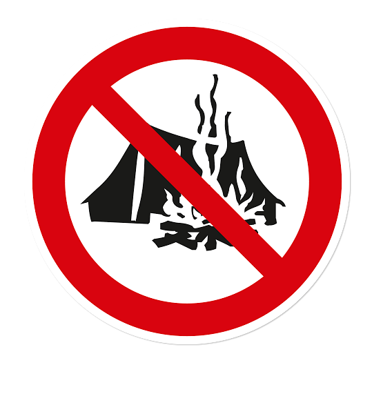 Verbotszeichen Zelten und Feuer entzünden verboten