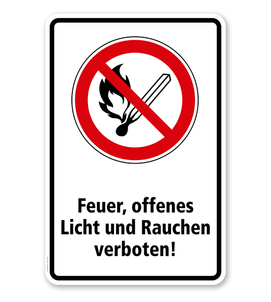 Verbotsschild Feuer, offenes Licht und Rauchen verboten