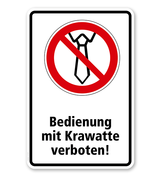 Verbotsschild Bedienung mit Krawatte verboten