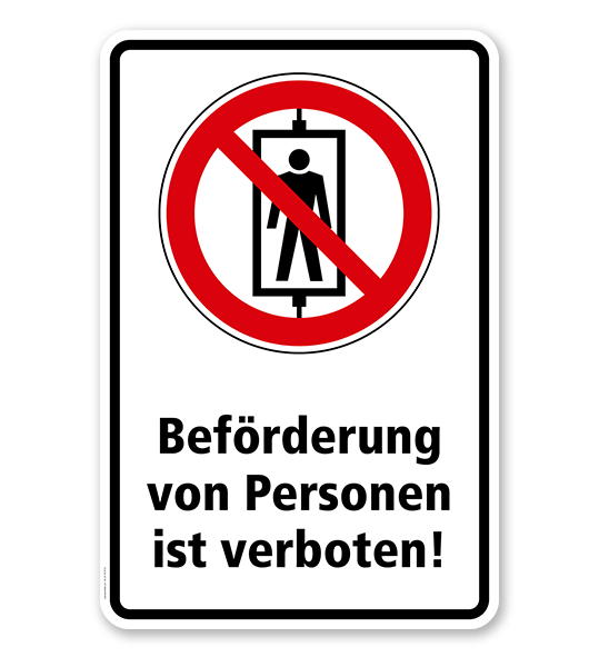 Verbotsschild Beförderung von Personen verboten