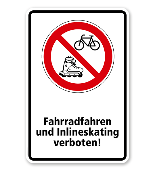 Verbotsschild Fahrrad und Inlineskating verboten