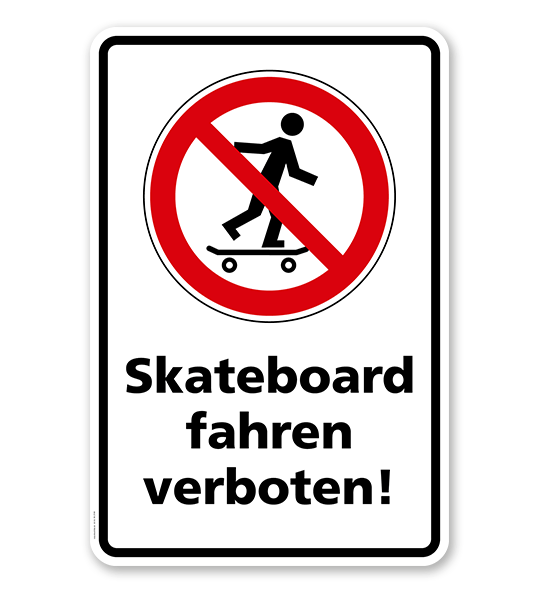Verbotsschild Skateboard fahren verboten