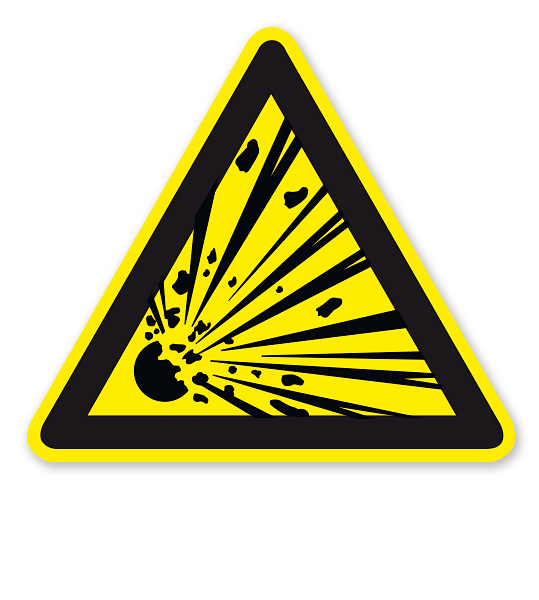 Warnzeichen Warnung vor explosionsgefährlichen Stoffen nach DIN EN ISO 7010 - W 002