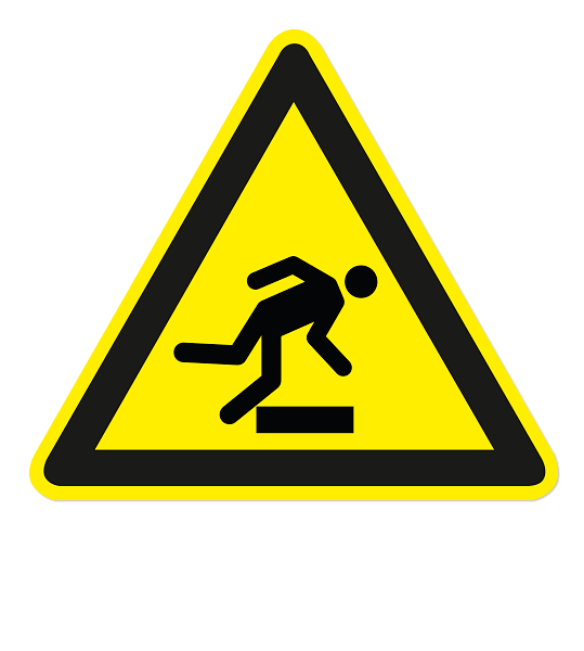 Warnzeichen Warnung vor Hindernissen / Stolpergefahr nach DIN EN ISO 7010 - W 007