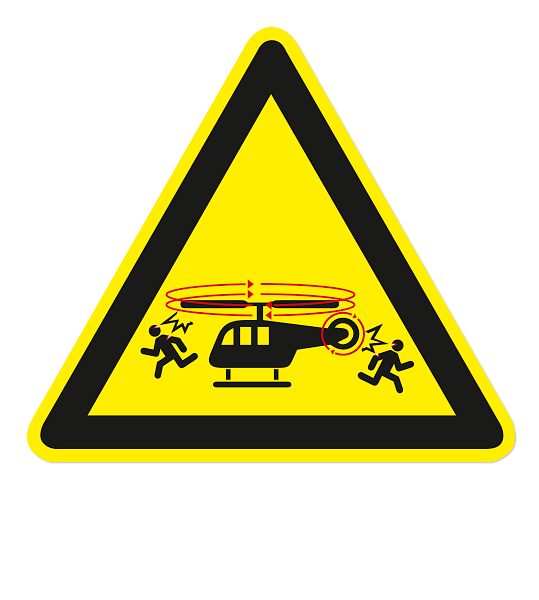 Warnzeichen Warnung vor Rotorblättern / Hubschrauber