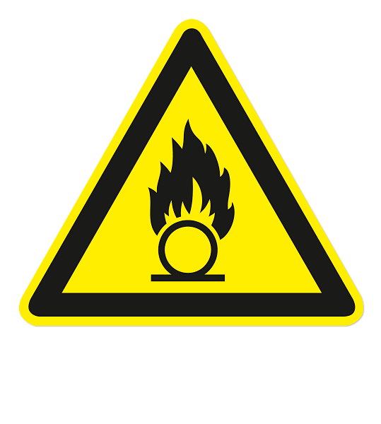 Warnzeichen Warnung vor brandfördernden Stoffen nach DIN EN ISO 7010 - W 028