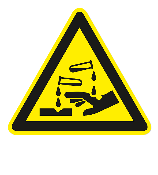 Warnzeichen Warnung vor ätzenden Stoffen nach DIN EN ISO 7010 - W 023