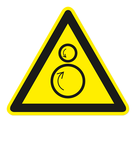 Warnzeichen Warnung vor gegenläufigen Rollen nach DIN EN ISO 7010 - W 025