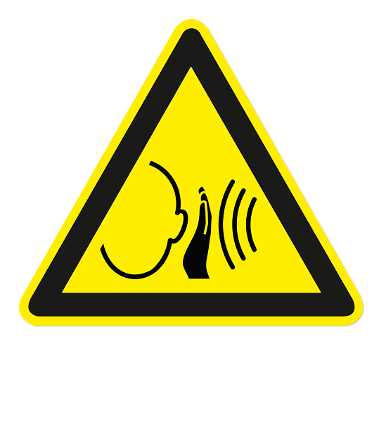 Warnzeichen Warnung vor unvermittelt auftretendem lauten Geräusch nach DIN EN ISO 7010 - W 038