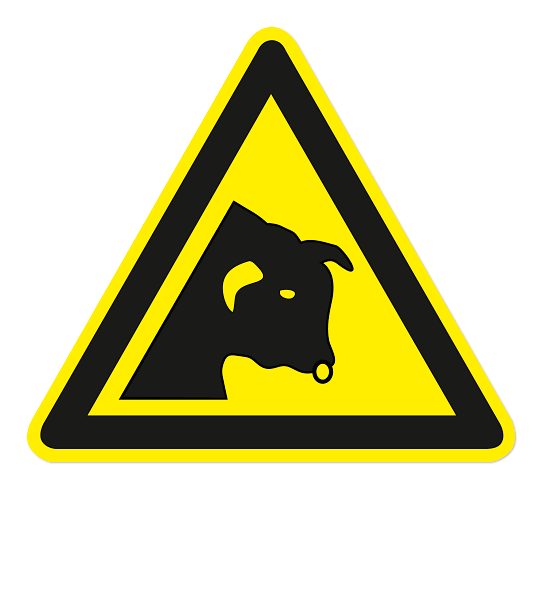 Warnzeichen Warnung vor dem Stier nach DIN EN ISO 7010 - W 034