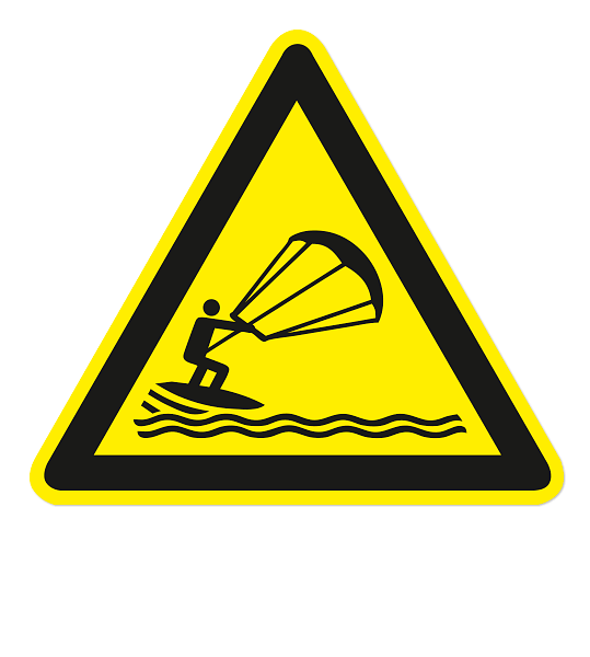 Warnzeichen Warnung vor Kitesurfern nach DIN ISO 20712-1 - WSW 020