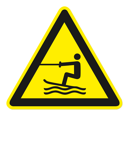 Warnzeichen Warnung vor Wasserski-Bereich nach DIN ISO 20712-1 - WSW 003