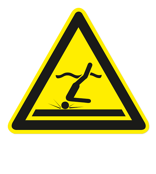 Warnzeichen Warnung vor flachem Wasser / Kopfsprung nach DIN ISO 20712-1 - WSW 006