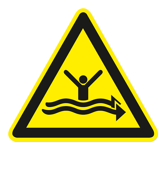 Warnzeichen Warnung vor starker Strömung nach DIN ISO 20712-1 - WSW 015