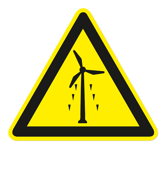 Warnzeichen Warnung vor Eisschlag am Windrad