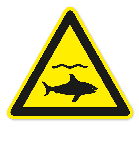 Warnzeichen Warnung vor Haien nach DIN ISO 20712-1 - WSW 012