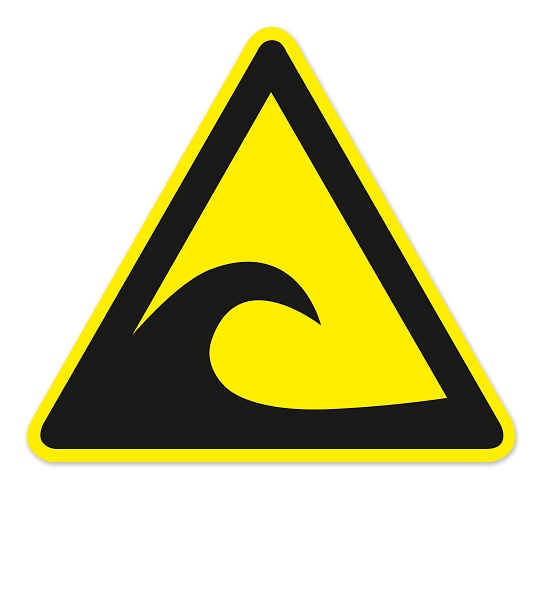 Warnzeichen Tsunamigefahrenzone nach DIN ISO 20712-1 - WSW 014