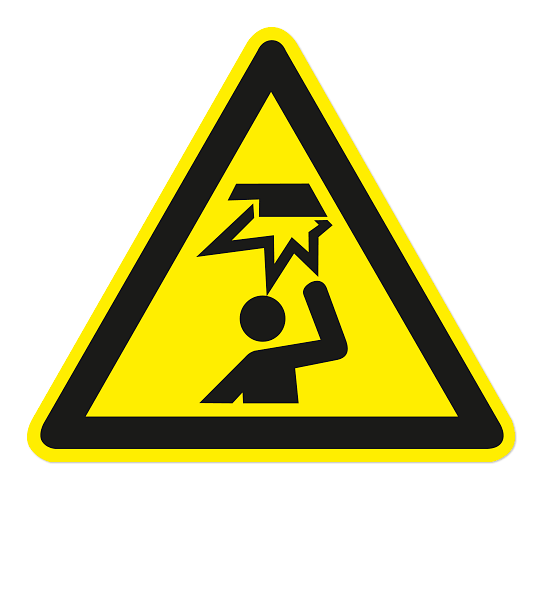 Warnzeichen Warnung vor Stoßverletzungen / Hindernissen im Kopfbereich nach DIN EN ISO 7010 - W 020