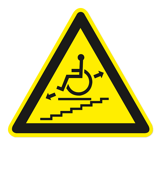 Warnzeichen Warnung vor Behinderten-Treppenaufzug
